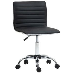 HOMCOM Scaun Ergonomic de Birou din Piele Ecologică cu Înălțime Reglabilă, Șezut Rotativ și 5 Rotile, 48x52x90 cm, Negru | Aosom Romania imagine