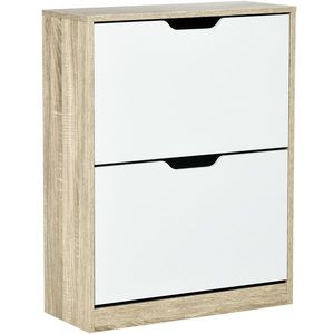 HOMCOM Dulap pentru Încălțăminte cu 2 Sertare Rabatabile, Dulap pentru 8 Perechi de Încălțăminte, 62, 5x26x81 cm, Natural | Aosom Romania imagine