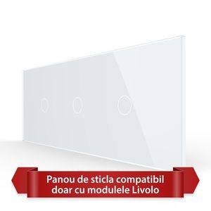 Panou intrerupator simplu+simplu cu touch Livolo din sticla imagine