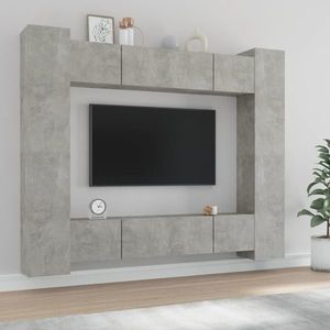 vidaXL Set dulap TV, 8 piese, gri beton, lemn prelucrat imagine