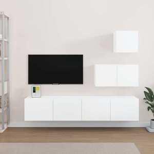 vidaXL Set dulap TV, 4 piese, alb extralucios, lemn prelucrat imagine