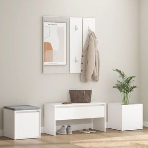 vidaXL Set de mobilier pentru hol, alb, lemn prelucrat imagine