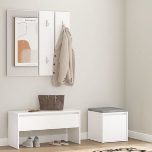 vidaXL Set de mobilier pentru hol, alb, lemn prelucrat imagine