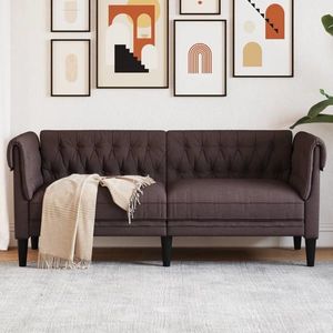 vidaXL Canapea Chesterfield cu 2 locuri, maro închis, material textil imagine