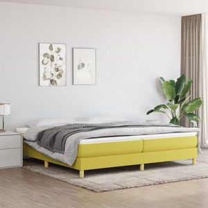 vidaXL Pat box spring cu saltea, verde, 200x200 cm, textil imagine