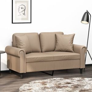 vidaXL Canapea cu 2 locuri cu pernuțe, cappuccino, 120 cm, piele eco. imagine