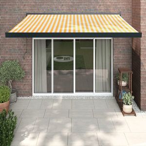 vidaXL Copertină retractabilă, galben/alb, 3x2, 5 m, textil/aluminiu imagine