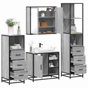 vidaXL Set de mobilier de baie 4 piese Lemn stratificat gri Sonoma imagine