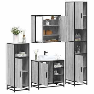 vidaXL Set de mobilier de baie 4 piese Lemn stratificat gri Sonoma imagine