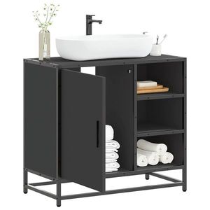 vidaXL Dulap pentru chiuvetă de baie negru 65x33x60 cm lemn prelucrat imagine