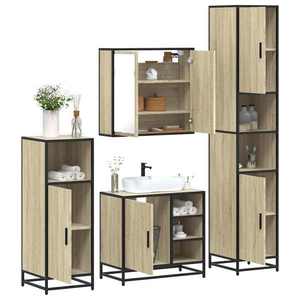 vidaXL Set de mobilier de baie din 4 piese din lemn de stejar Sonoma imagine