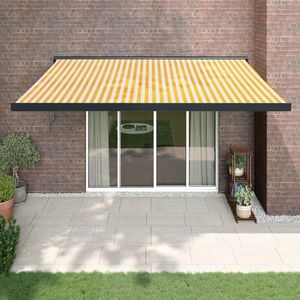 vidaXL Copertină retractabilă, galben/alb, 4, 5x3 m, textil/aluminiu imagine