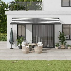 vidaXL Copertină retractabilă antracit/alb, 5x3 m, textil/aluminiu imagine