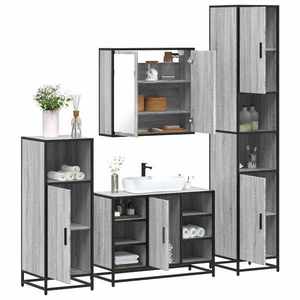 vidaXL Set de mobilier de baie 4 piese Lemn prelucrat de stejar afumat imagine