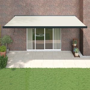 vidaXL Copertină retractabilă, crem, 5x3 m, textil și aluminiu imagine