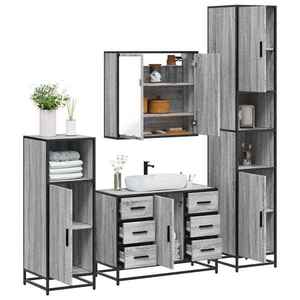 vidaXL Set de mobilier de baie 4 piese Lemn stratificat gri Sonoma imagine