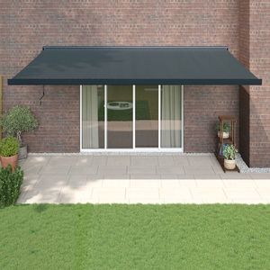 vidaXL Copertină retractabilă, antracit, 5x3 m, textil și aluminiu imagine