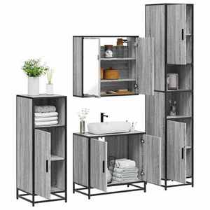 vidaXL Set de mobilier de baie 4 piese Lemn stratificat gri Sonoma imagine