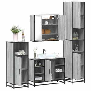 vidaXL Set de mobilier de baie 4 piese Lemn stratificat gri Sonoma imagine