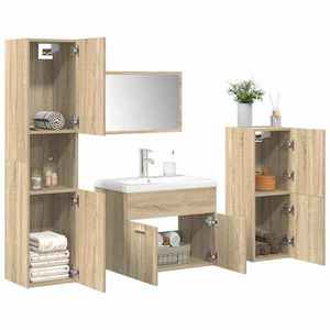 vidaXL Set mobilier de baie, 5 piese, stejar sonoma, lemn prelucrat imagine