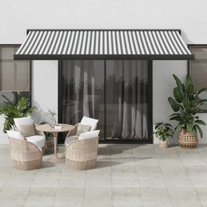 vidaXL Copertină retractabilă antracit/alb, 4x3 m, textil/aluminiu imagine