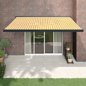 vidaXL Copertină retractabilă, galben/alb, 4x3 m, textil/aluminiu imagine