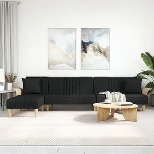 vidaXL Canapea extensibilă în formă de L negru 279x140x70 cm textil imagine