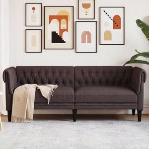 vidaXL Canapea Chesterfield cu 3 locuri, maro închis, material textil imagine