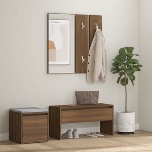 vidaXL Set de mobilier pentru hol, stejar maro, lemn prelucrat imagine