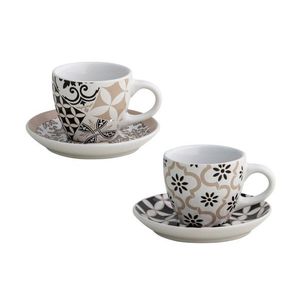 Set 2 cesti cu farfurie pentru cafea, Alhambra, Brandani, 90 ml, portelan imagine