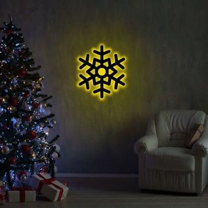 Lampa de perete Snowflake 2, Neon Graph, 28x32 cm, galben imagine