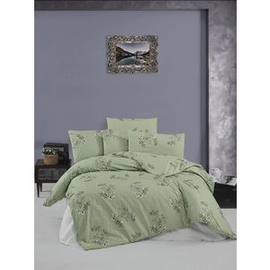 Lenjerie de pat dubla King Quilt(FR) Butic, Victoria, 3 piese, 240x220 cm, bumbac ranforce, verde imagine