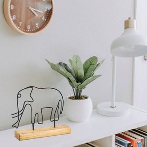 Decoratiune, Elephant, 32x30x4 cm, Metal, Negru imagine