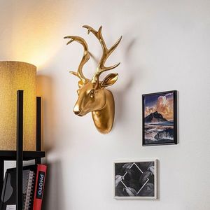 Decoratiune de perete, Bust of Deer, Poliester, Latime: 26 cm, Auriu imagine