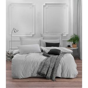 Lenjerie de pat dubla 3 piese, Fresh Color - Light Grey, EnLora Home, Bumbac Ranforce imagine