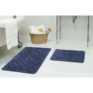 Set covorase de baie 2 piese, Alanur Home, COTTONKT000198, Bumbac, Albastru inchis imagine