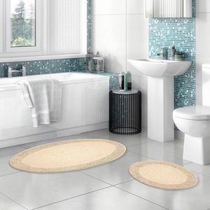 Set covorase de baie 2 piese, Alanur Home, COTTONKT000419, Bumbac, Bej imagine