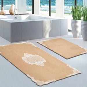 Set covorase de baie 2 piese, Alanur Home, cot-klzt5-32, Poliester, Cappuccino imagine