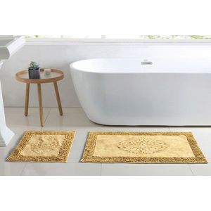 Set covorase de baie 2 piese, Alanur Home, COTTONKT000212, Bumbac, Galben mustar imagine