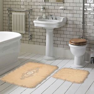 Set covorase de baie 2 piese, Alanur Home, Selonya D, Poliester, Cappuccino imagine