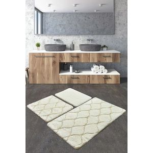 Set covoraș de baie (3 bucăți), Chilai Home, İnfinitiy, Acril, Ecru imagine