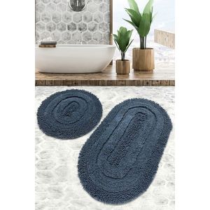 Set covorase de baie 2 piese, Chilai Home, Macoroni, Bumbac, Gri inchis imagine