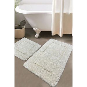 Set covorase de baie 2 piese, Chilai Home, Wolle, Bumbac, Ecru imagine