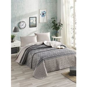 Set cuvertura Single 160x220 cm, 2 piese, Creative - Grey, Eponj Home, 65% bumbac/35% poliester imagine