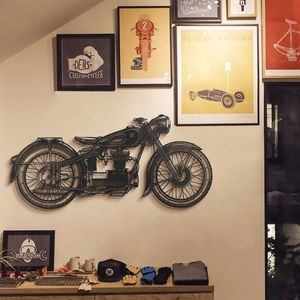 Decoratiune de perete, Cafe Racer, Otel, 100 x 47 cm, Negru imagine