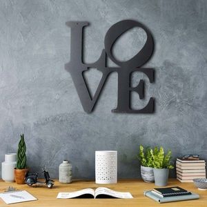 Decoratiune de perete, Love, Metal, Dimensiune: 33 x 34 cm, Negru imagine