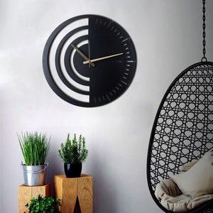 Ceas de perete, Chrono, Metal, Dimensiune: 50 x 50 cm, Negru imagine