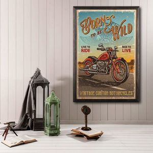 Tablou decorativ, Born To Be Wild, Lemn, Lemn, Multicolor imagine