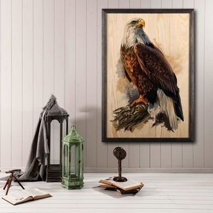 Tablou decorativ, Eagle, Lemn, Lemn, Multicolor imagine