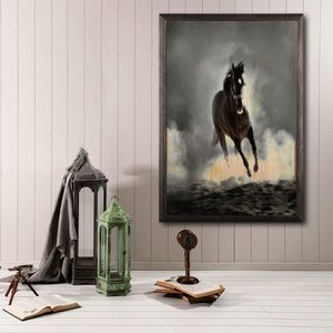 Tablou decorativ, Wild Horse, Lemn, Lemn, Multicolor imagine